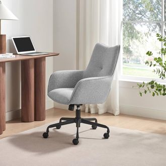 Furniturebox Sabine Grey Fabric Swivel Office Chair