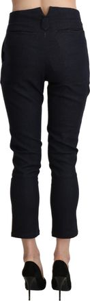 Ermanno Scervino Womens Black High Waist Capri Cropped Cotton Pants