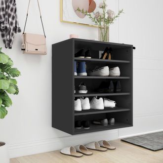 vidaXL Vidaxl - Mueble Zapatero De Madera Contrachapada Negro 60x35x70 Cm