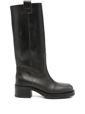 Alohas Sajan Vintage Effect Black Leather Boots