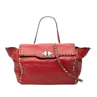 Valentino Pre-owned Handbags, female, Red, Size: ONE SIZE Pre-owned Vintage Studded Satchel