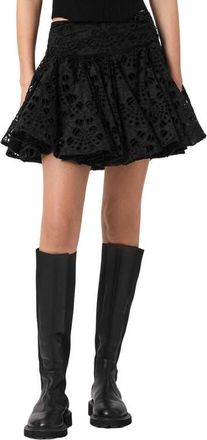 AllSaints Dotty Pleated Eyelet Miniskirt in Black at Nordstrom, Size 10 Us