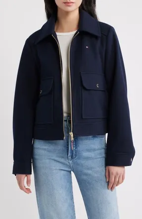 Tommy Hilfiger Crop Work Jacket in Navy at Nordstrom, Size X-Small
