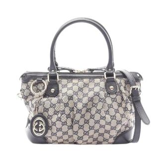 Gucci Pre-owned Handbags, female, Beige, Size: ONE SIZE Pre-owned Sukey GG Canvas Leather 2way Handbag
