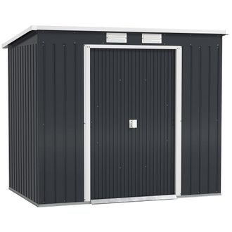 OUTSUNNY Cobertizo de jard&iacute;n 213x130x172 cm gris oscuro