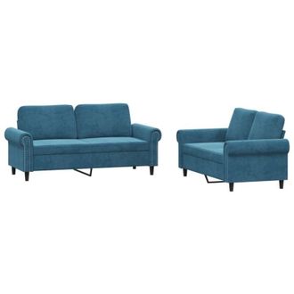 vidaXL Juego De Sof&aacute;s Con Cojines 2 Piezas Terciopelo Azul Vidaxl