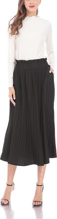 Hoerev Women Print Dot with Pockets Pleated Long Skirt Beach Party Maxi Skirt,Black,X-Large