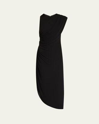 Halston Heritage Gabrielle Draped Matte Jersey Midi Dress
