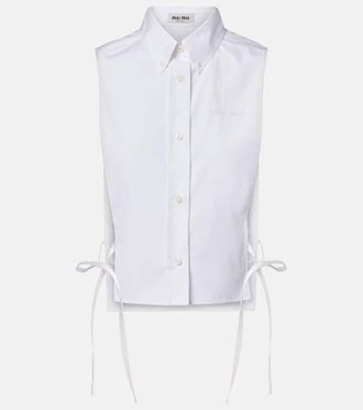 Miu Miu Cutout cotton poplin shirt