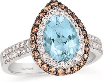 Le Vian Sea Blue Aquamarine Ring set in 14K Vanilla Gold