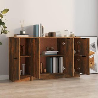 Berkfield Home Sideboards 3 pcs Smoked Oak Engineered Wood in Brown