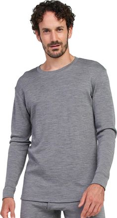 Lapasa 100% Merino Wool Mens Base Layer Top Long Sleeve Shirt Thermal Underwear Winter Sports Outdoor M29/M67 (1 Top),XL,Heather Grey (Midweight)