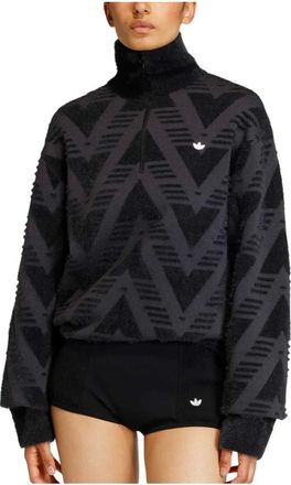adidas Knitted Half-Zip Jumper - female - Adidas - Long Sleeve Training Tops - Black - S - Sport