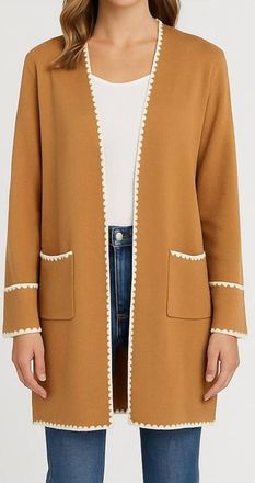 THML Clothing Long Sleeve Mid Cardigan In Tan