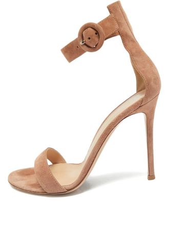 Gianvito Rossi Portofino buckle suede sandals - Neutrals