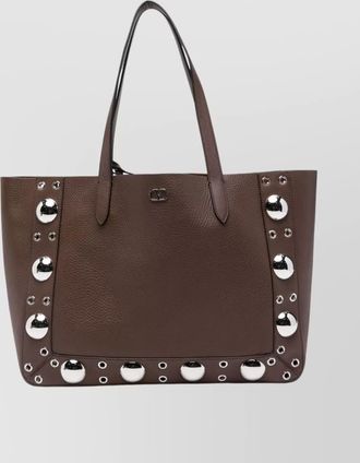 Valentino Garavani medium leather tote with eyelet and studs