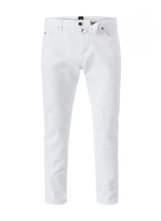 HUGO BOSS Mens Cashmere Touch Delaware Denim Jeans, White