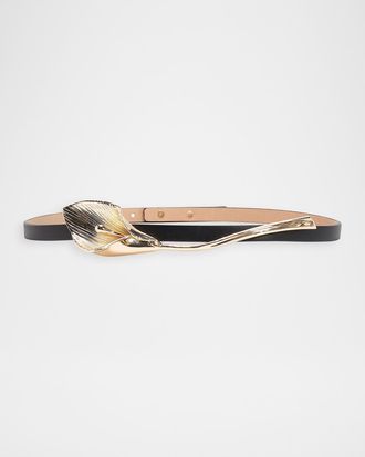 Carolina Herrera Calla Lily Leather Belt