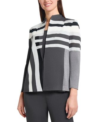 Ming Wang Heritage Fit Intarsia Color Block Knit Jacket