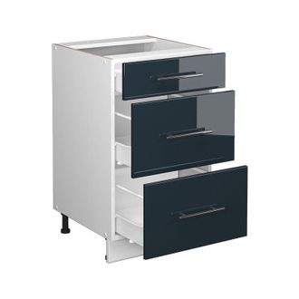 Vicco Mobiletto base per cucina Fame-Line, Blu scuro lucido, 50 cm senza piano di lavoro, Vicco