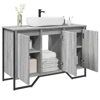 Berkfield Home Bathroom Sink Cabinet Grey Sonoma 91x35x60 cm Engineered Wood | Size: 91 x 35 x 60 cm