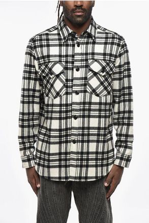 Woolrich Camicia in Cashmere Motivo Plaid con Doppio Taschino taglia M