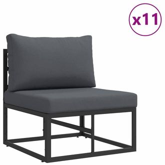 Berkfield Home Garden Sofa Set with Cushion with Pillow 14 pcs Black Aluminium