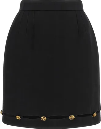 Versace Black Virgin Wool Long Womens Skirt