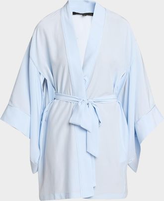 Kiki De Montparnasse Cutout-Sleeve Silk Charmeuse Kimono Robe