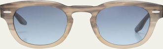 Barton Perreira Mens Demarco Keyhole-Bridge Acetate Rectangle Sunglasses
