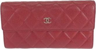 Chanel Pre-owned Wallets, female, Red, Size: ONE SIZE Pre-owned Caviar Long Wallet