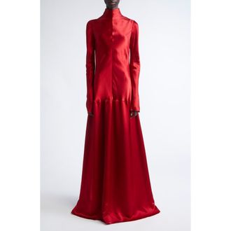 FFORME Mila Bias Cut Long Sleeve Gown in Bright Red at Nordstrom, Size 4 Us