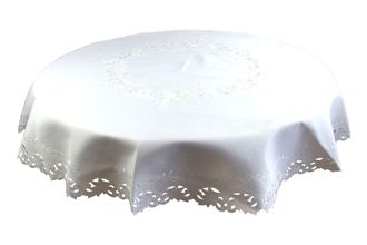 OEM Mantel Redondo Blanco Bordado De 160 Cm De Di&aacute;metro
