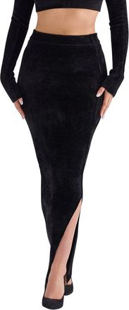 House of CB Rene Chenille Maxi Skirt in Black at Nordstrom, Size X-Small