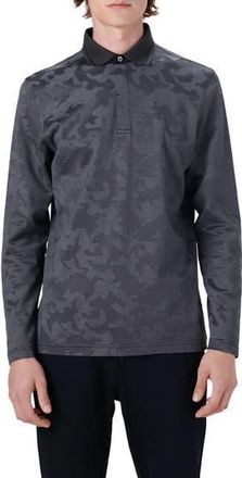Bugatchi Three-Button Long Sleeve Polo in Graphite at Nordstrom Rack, Size Medium