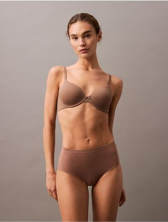 Calvin Klein Womens Bonded Flex Seamless High Rise Brief - Brown - XS