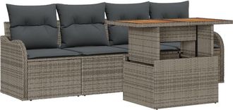 vidaXL Garden Sofa Set with Storage 5 pcs Grey Poly rattan Vidaxl