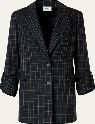 Akris Windowpane Check Single-Breasted Jacket