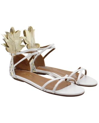Aquazzura Womens Leather Pina Colada Flat Sandal (Authentic Pre-Loved)
