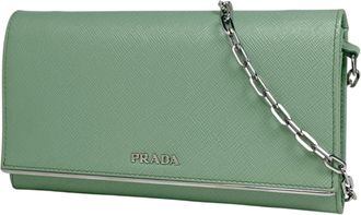 Prada Green Leather Chain/Shoulder Wallet (Pre-Owned)