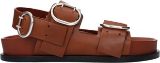 Jil Sander Brown Leather Strap-On Mens Sandals