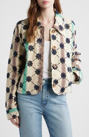 Free People Cassie Mod Stripe Eyelet Cotton Jacket in Ivory Combo - Stripe at Nordstrom Rack, Size X-Small