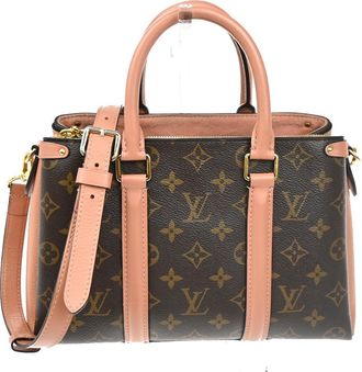 Louis Vuitton Soufflot Tote Monogram Canvas With Leather Pink Canvas Handbag (Pre-Owned)