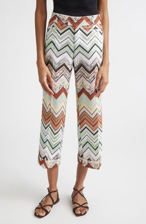 Missoni Chevron Stripe Trousers in Light Blue/Orange/Green/Tan at Nordstrom, Size 10 Us