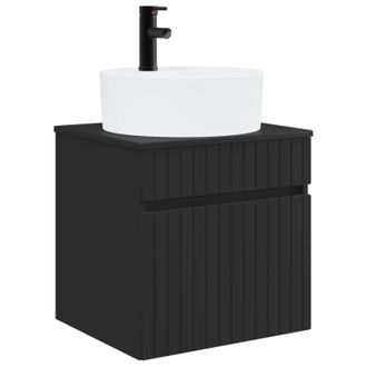 vidaXL Vanidad De Lavabo Montada En La Pared Negro 49 X 44,5 X 65 Cm Vidaxl