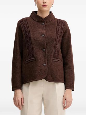 Hoss Intropia cable-knit jacket - women - Wool - L - Brown