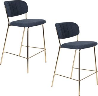 Mathi Design Lote de 2 taburetes de tela azul