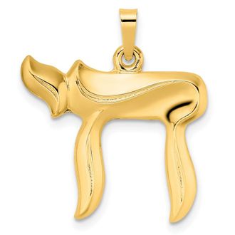 Diamond2Deal 14k Yellow Gold Polished Hollow Chai Symbol Pendant