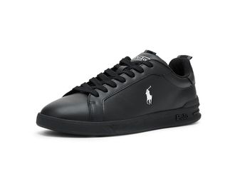 Polo Ralph Lauren Heritage Court II Leather Sneaker Mens Shoes Black/Silver : 11.5 D - Medium