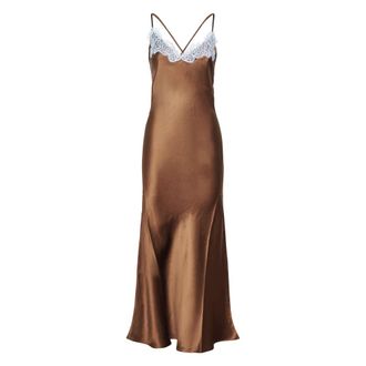 MC2 Saint Barth Eydis Lange Slip Dress Zijde Kant 1831 - Dames - Avondkleed - Bruin - S - Kleedjes
